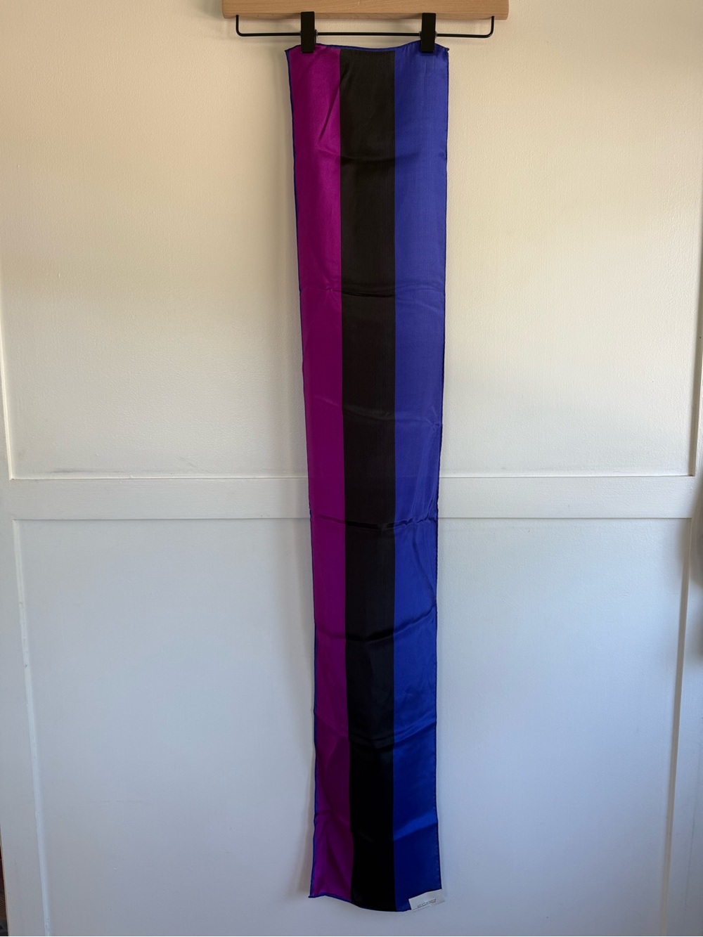 VTG Echo 100% Silk Scarf Rectangle 47”x 8” Blue Black Purple Made In Japan